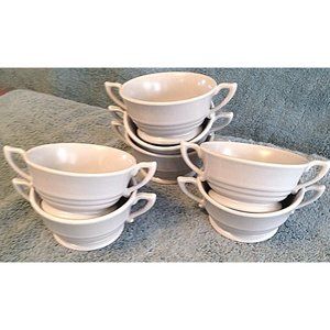 VTG Franciscan Pottery Cream Soup Bowl Montecito Handled Satin Gray - USA - 7